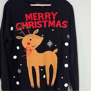 Festive Reindeer Sweater - Black and Tan